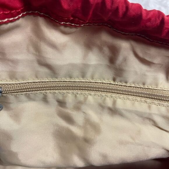 Kipling vintage 1990s red drawstring  Medium backpack nylon bag - Picture 10 of 11